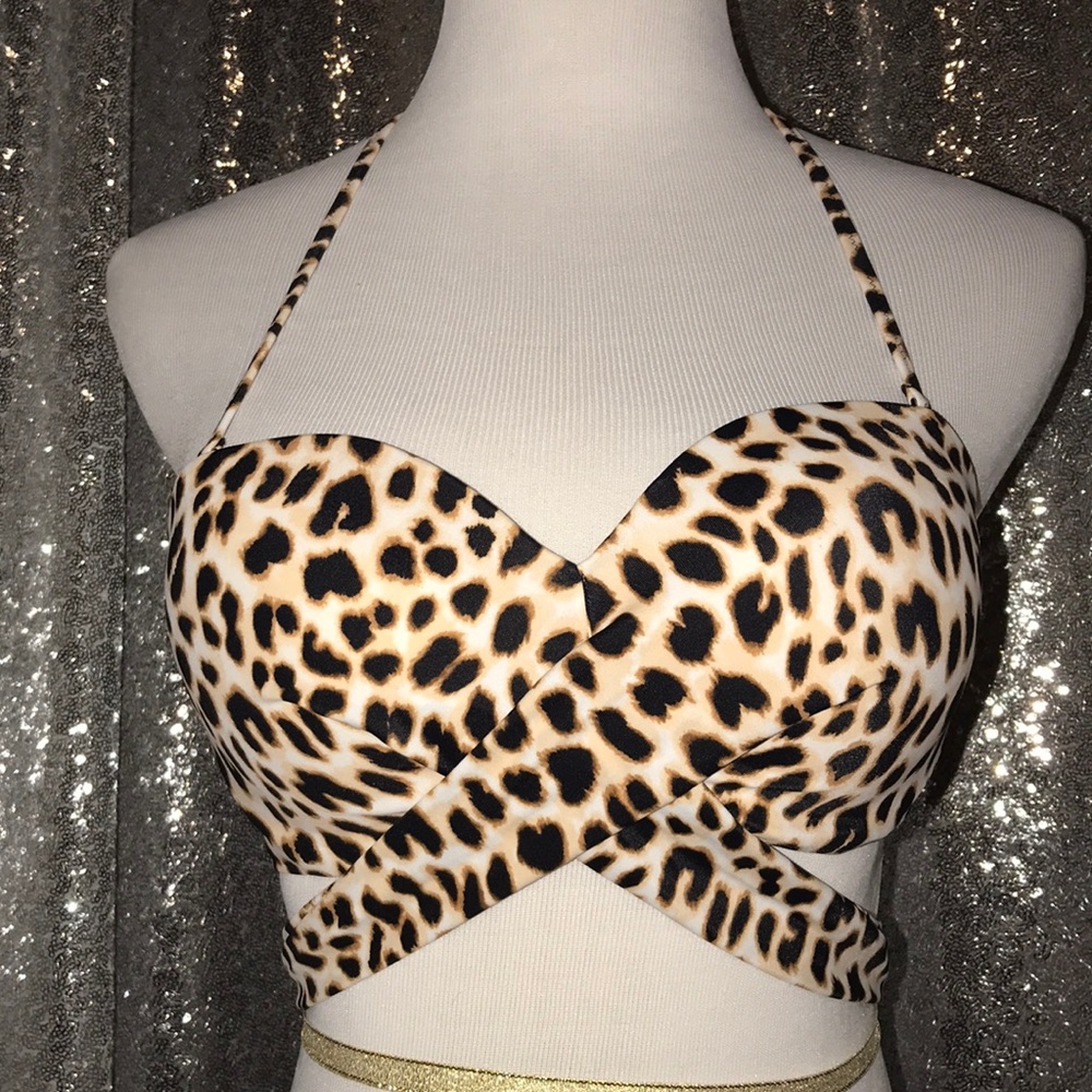 Wrap Leopard Print Bikini Top